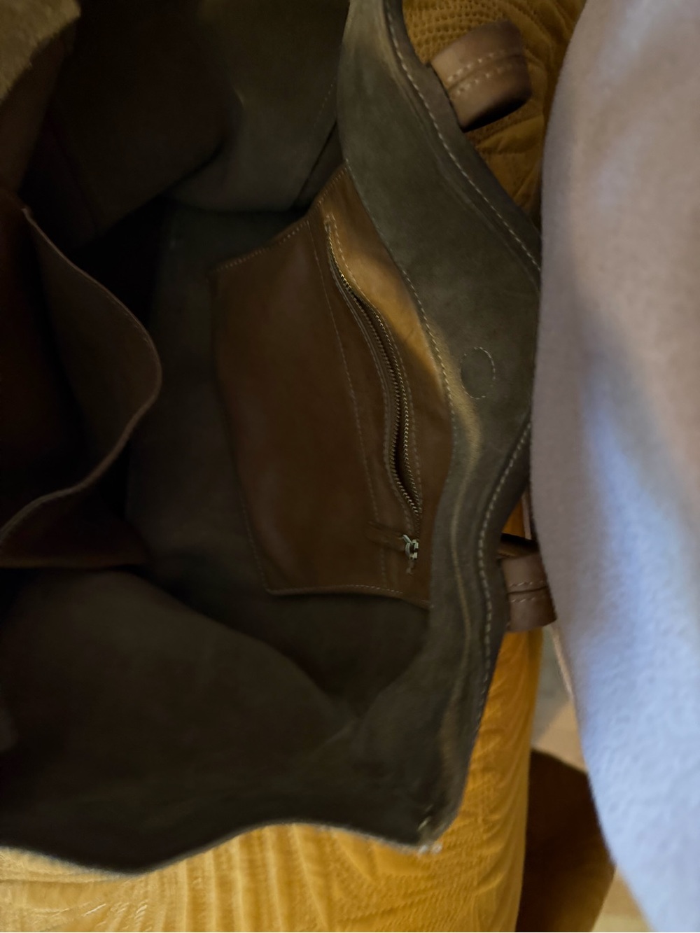 UGG Suede Tote in Dark Brown with Leather Trim - Picture 3 of 4